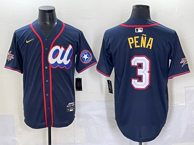 Men 2025 Houston Astros #3 Pena Drak Blue All star Nike MLB Jersey style 6
